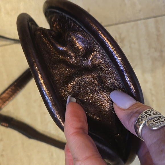 Anthropologie Metallic Copper Bronze 100% Sheep Leather Versatile Bag - Picture 3 of 10
